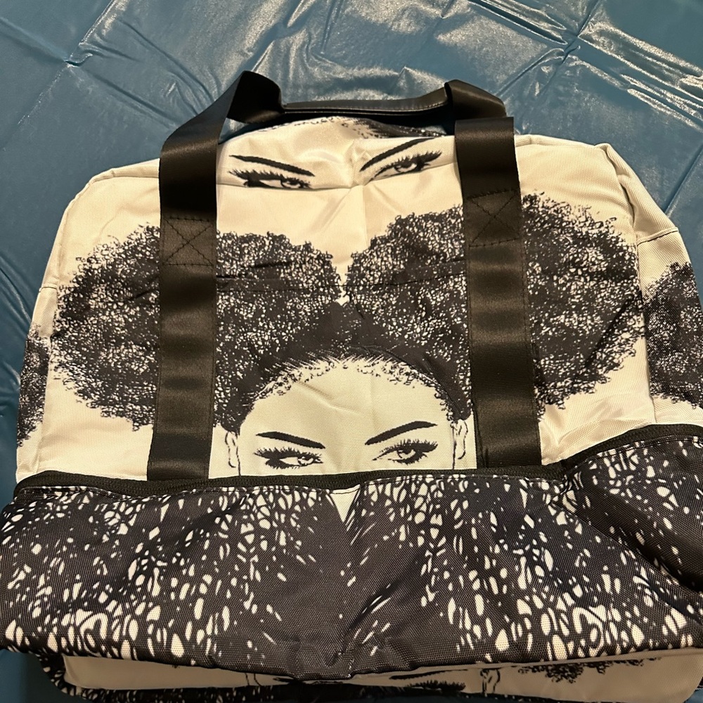African American Woman Curly Hair Travel Duffle Bag, Sports